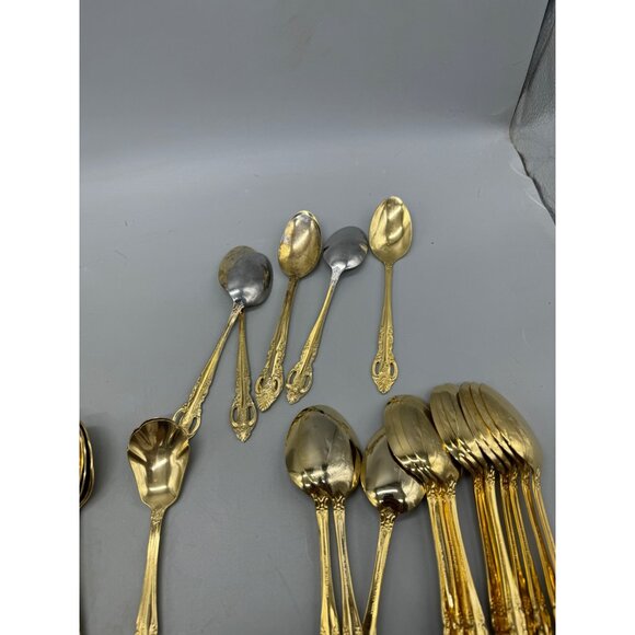 Gold Plated Flatware Set - 72 Pieces - Ornate Design forks spoons knifes READ - Picture 13 of 13